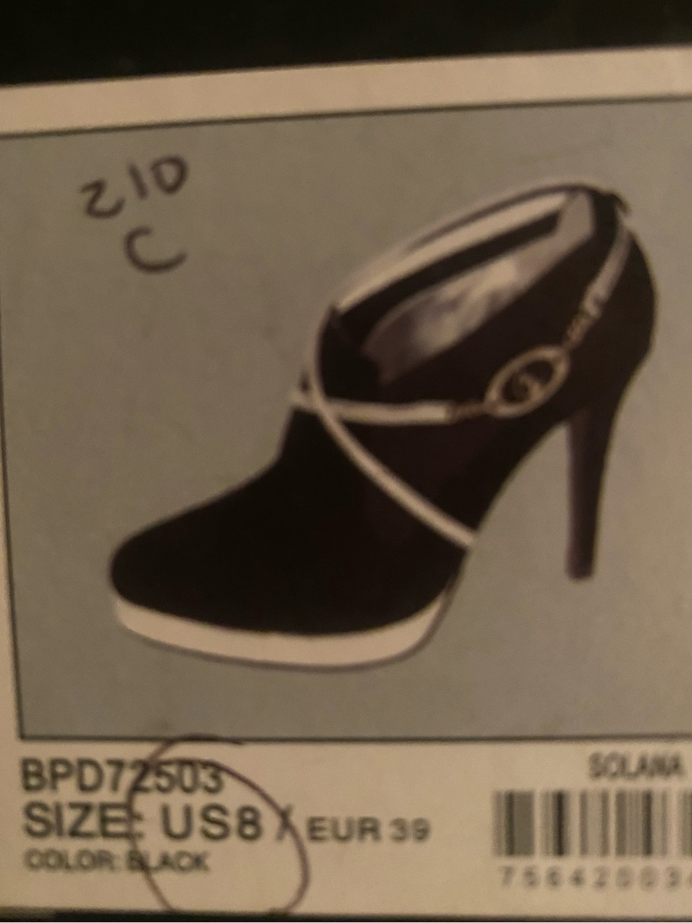 Baby Phat Black High Heel Ankle-Strap Pump with White Trim